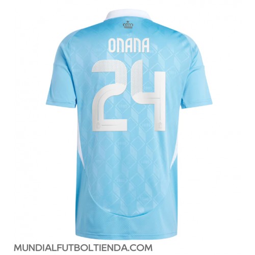 Camiseta Bélgica Amadou Onana #24 Segunda Equipación Replica Eurocopa 2024 mangas cortas